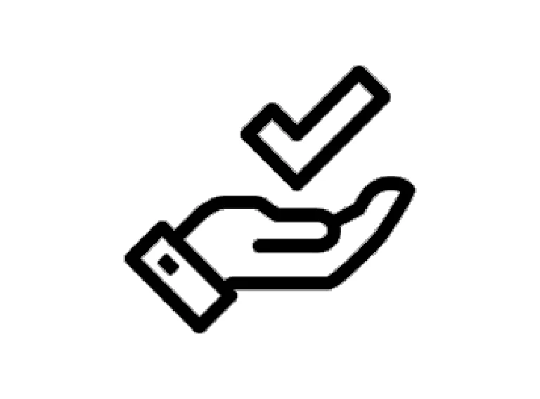 ikona dłoń i znak zatwierdzenia